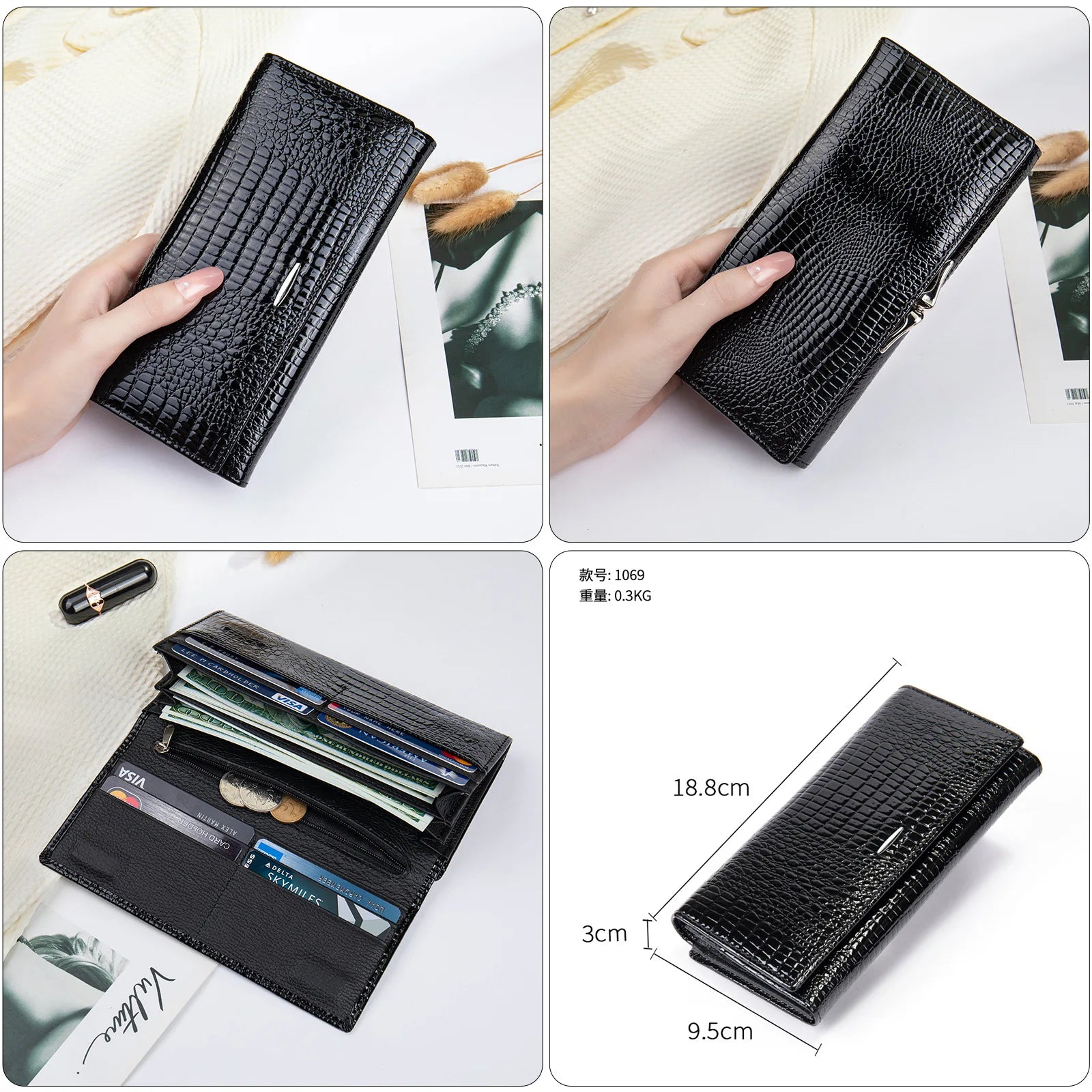 Women Wallet Genuine Leather Handbag Fashionable Small Purse Top Grain Cowhide