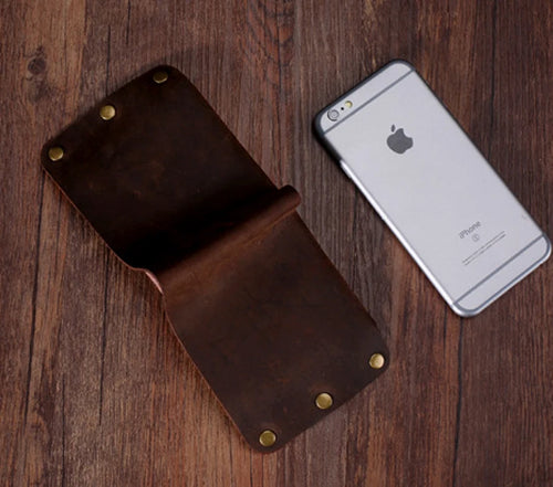 Fashion PUNK Handmade Crazy Horse Genuine Leather Wallet Men Money clip Short Wallet Bag Stud male Purse Card Holder Wallet