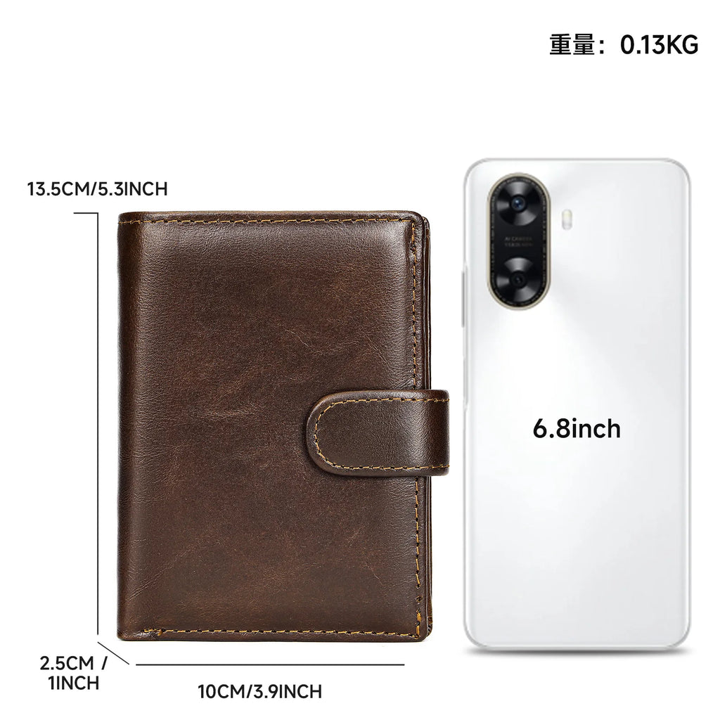 Genuine Leather Mens Wallet Multifunction Passport Holder Premium Cowhide Fashionable