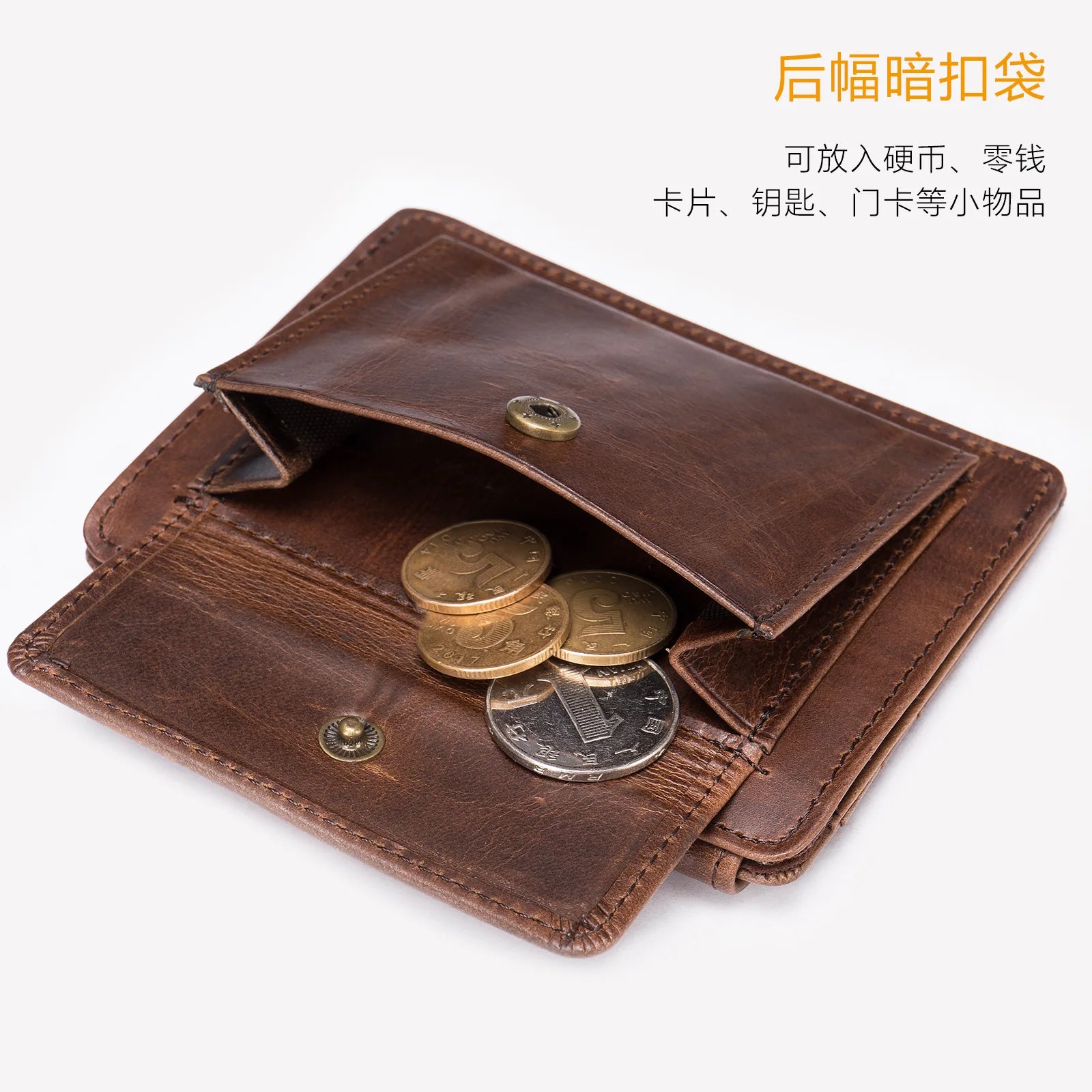 Genuine Leather Wallet Men Fashion Casual Cowhide Money Clip Card Holder